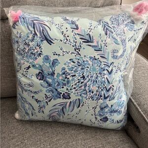 Lilly Pulitzer Blue, White and Pink Floral Accent Pillow